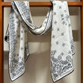 CC Scarf 185 CM In White Black Cashmere Silk 371904