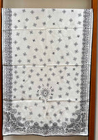 CC Scarf 185 CM In White Black Printed Pattern Cashmere Silk 371904