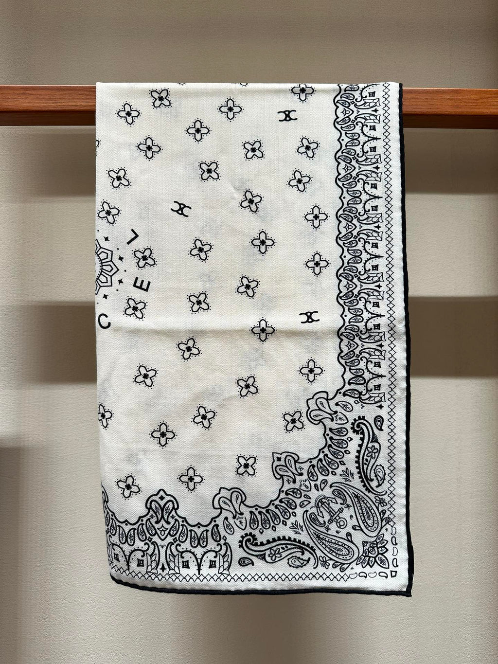 CC Scarf 185 CM In White Black Cashmere Silk 371904