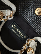 Chanel 2025 Maxi Hobo Bag 31cm Black mix White Straw Leather 320857
