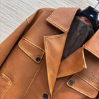 Miu Miu 25 Leather Jacket Brown Lambskin