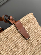 teen supple classic panier 21cm raffia brown calfskin