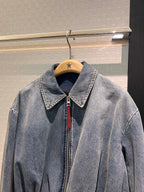 Loewe Draped Denim Jacket Blue Cotton