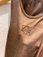 Loewe Embroidered Logo Knotted Vest Top Brown Polyester Fiber