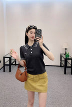 Miu 25 Polo Shirt Black Wool 233471