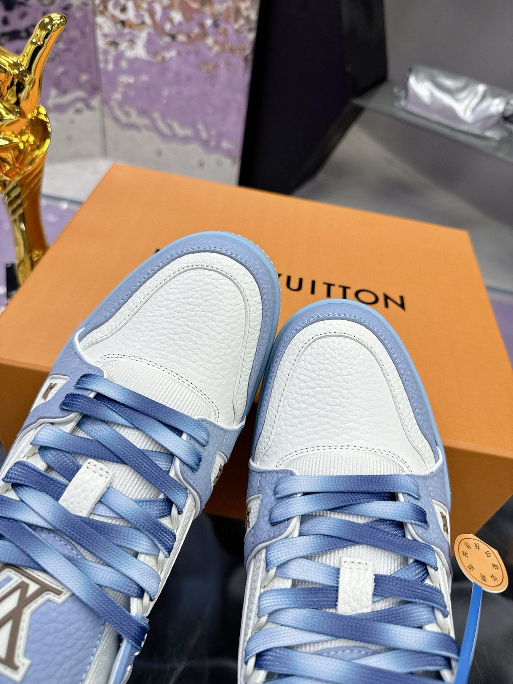 LV Trainer Sneaker Blue Mix White  Cowhide