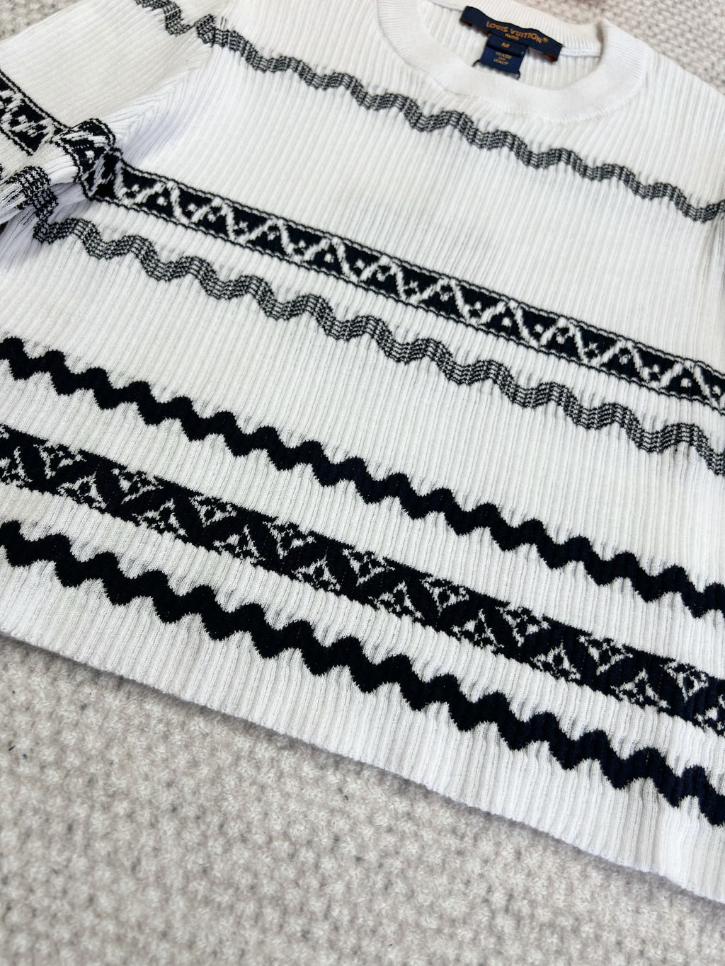 LV 25 Pattern T-shirt White Black Cotton
