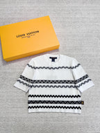 LV 25 Pattern T-shirt White Black Cotton