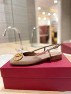 VLOGO ROSE CANNELLE LEATHER SLINGBACK FLATS