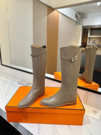HM Jumping Boot 20MM Grey Beige Printed Pattern Cowhide 992360