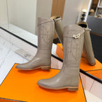 HM Jumping Boot 20MM Grey Beige Printed Pattern Cowhide 992360