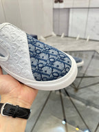 CD Slip on loafer White Blue Cowhide Fabric 647995