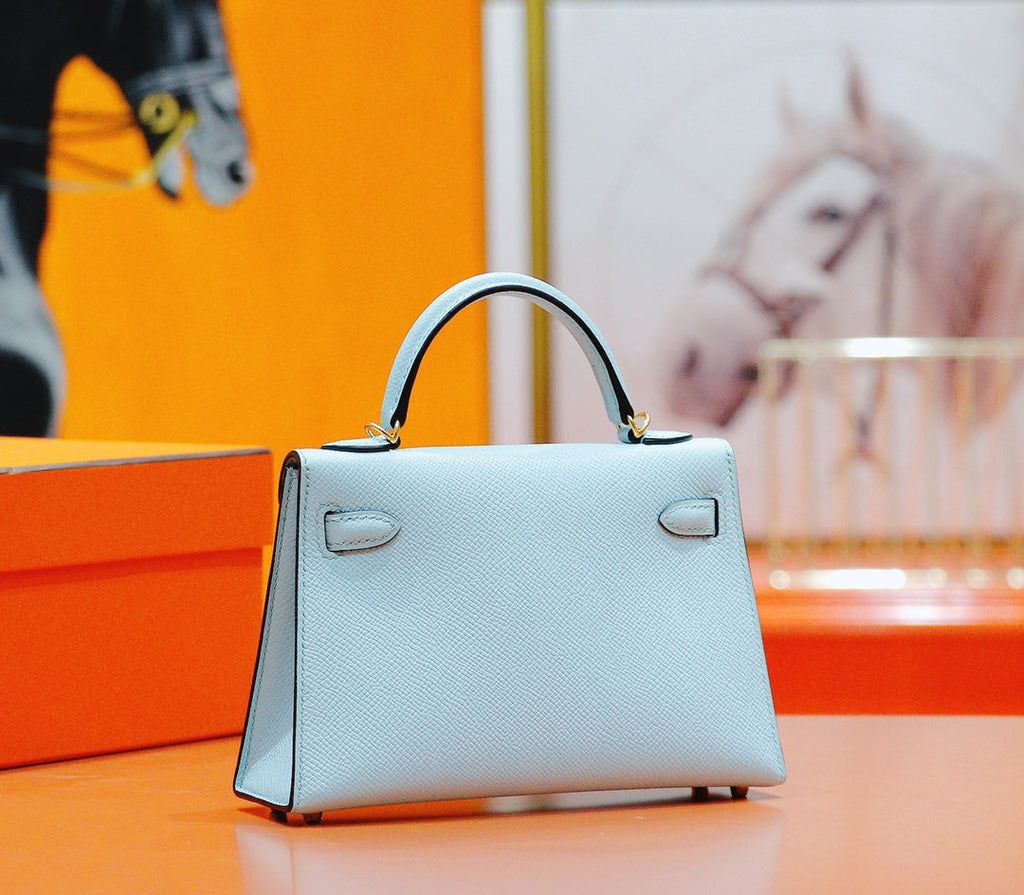 HM Mini Kelly 19cm Cloud Blue Epsom Gold Hardware