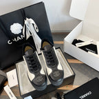 CC Sneaker 40mm In Black Mix White Printed Logo Calfskin 940681