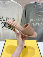 FENDI BAGUETTE MEDIUM-HEEL SANDALS 45 MM IN DESERT SAND CALFSKIN