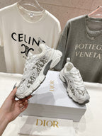 CD Vibe Sneaker White Grey Polyester Mesh Fabric And Cowhide