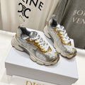CD Vibe Sneaker White Mix Grey Gold Polyester Mesh Fabric And Cowhide