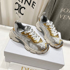 CD Vibe Sneaker White Mix Grey Gold Polyester Mesh Fabric And Cowhide