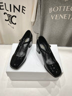 MEDIUM - HEEL MARY JANE SHOES IN BLACK GLOSSY CALFSKIN