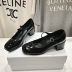 MEDIUM - HEEL MARY JANE SHOES IN BLACK GLOSSY CALFSKIN