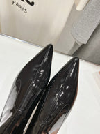 Miu Ankle Boots Pointed Toe Glossy Black Lambskin
