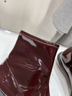 Miu Ankle Boots Pointed Toe Red Brown Lambskin