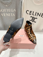 Miu Ankle Boots Leopard Skin Brown Background Sheepskin