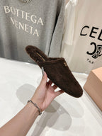 Miu Slippers Dark Chocolate Brown Imported Sheepskin