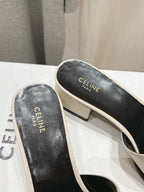 CELINE 25C CLEMENCE MULE WHITE SHEEPSKIN 236749