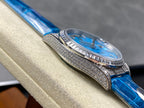 ROLEX Day-Date 36mm Diamond Blue Leather
