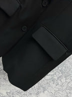 CD 25 Short-sleeved Suit Jacket Black White Polyester