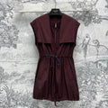 Prada 25 Sleeveless Waist Dress Red Burgundy Polyester
