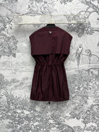 Prada 25 Sleeveless Waist Dress Red Burgundy Polyester