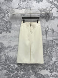 LV 25  Long Skirt Logo White Polyamide Wool
