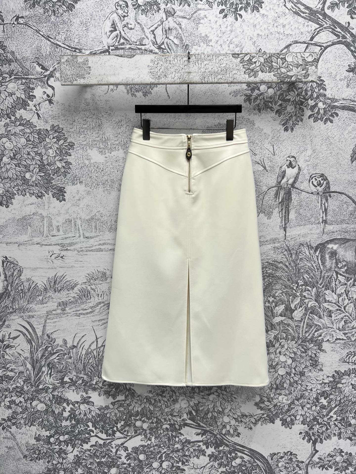 LV 25  Long Skirt Logo White Polyamide Wool