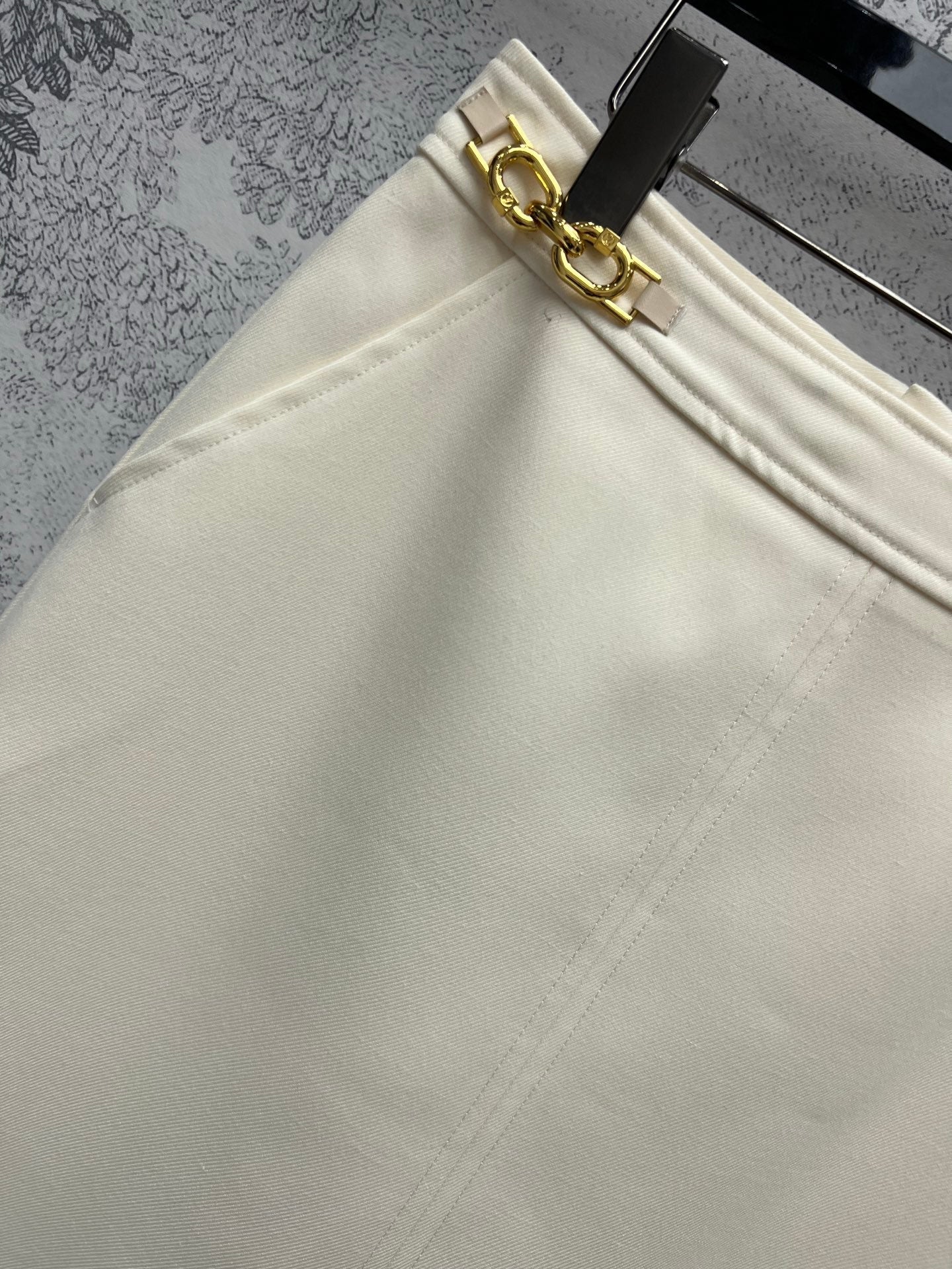 LV 25  Long Skirt Logo White Polyamide Wool