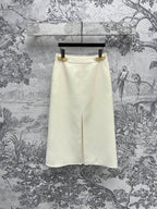 LV 25  Long Skirt Logo White Polyamide Wool