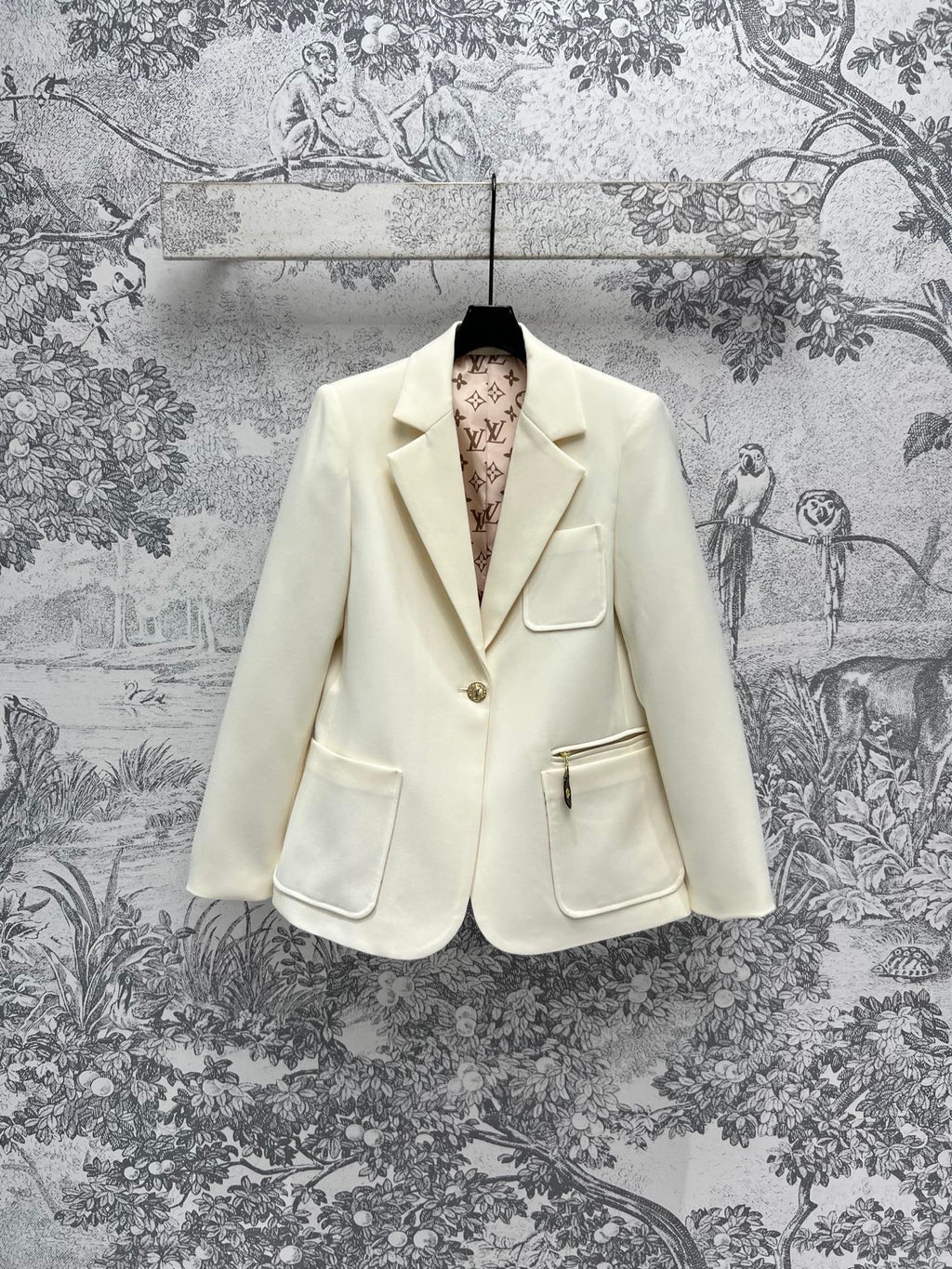 LV 25 Flower Vest White Polyamide Wool