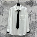 Miu Miu 25 Tie Shirt White Black Polyester
