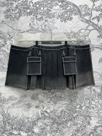 CD 25 Color Gradient Pleated Skirt Black Cotton