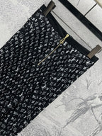 LV 25 Flower Barrage Print Lapel Dress Black Polyester
