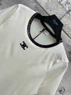 Celine 25 Embroidered Logo T-shirt White mix Black Cotton Polyester