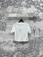 LV 25 Dusk Printed Patch Short-sleeved T-shirt White Cotton