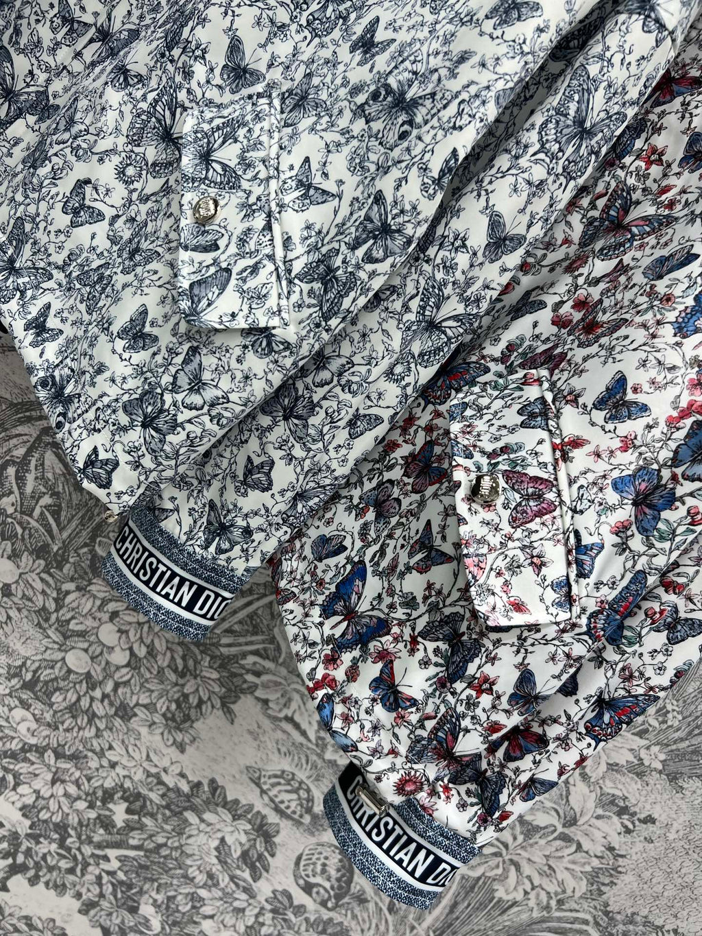CD 25 Butterfly Floral Print Stand Collar Jacket Polyester