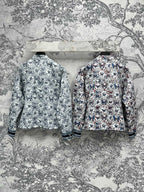 CD 25 Butterfly Floral Print Stand Collar Jacket Polyester