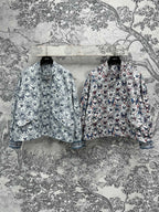 CD 25 Butterfly Floral Print Stand Collar Jacket Polyester