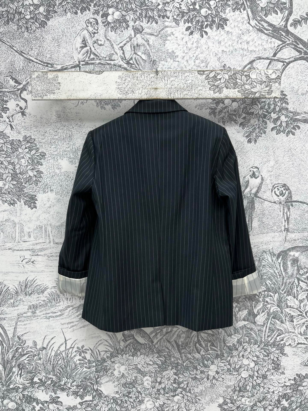 Prada 25 Striped Suit Jacket Black cotton