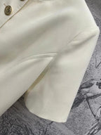LV 25 Round-Neck Logo Metal Buttoned Dress White Poliester