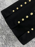 LV 25 Round-Neck Logo Metal Buttoned Dress Black Poliester