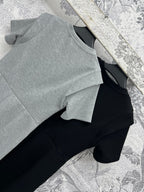 Prada 25 Short-sleeved Dress Black and Gray Cotton